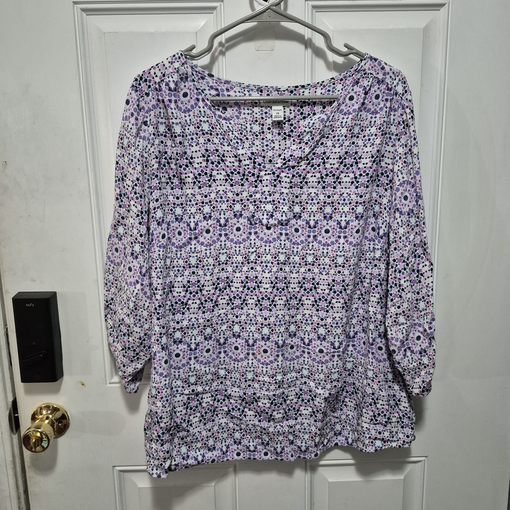Croft & Barrow Purple Patterned Blouse